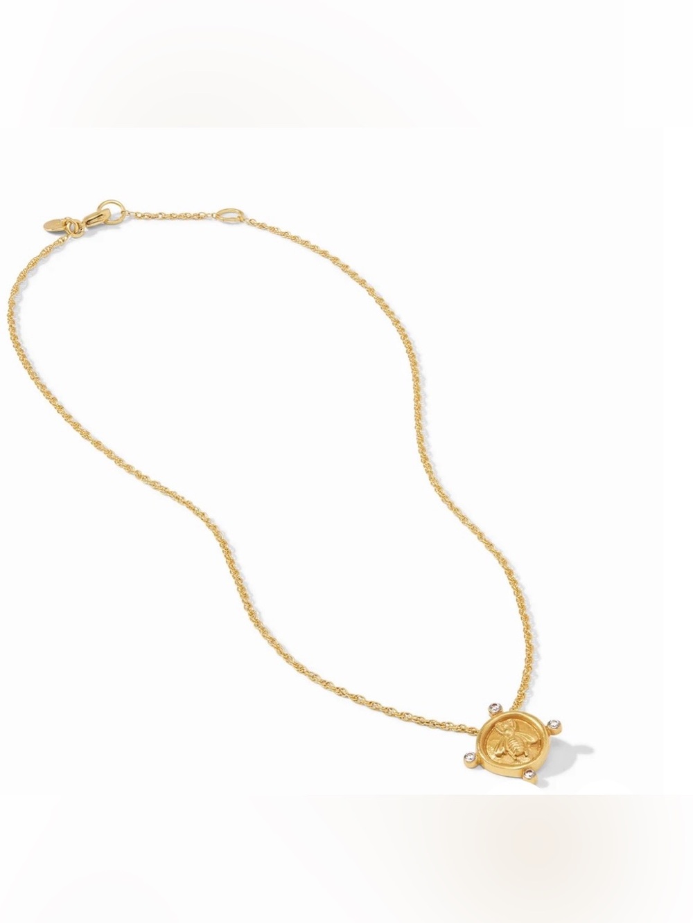 **NWT** Julie Vos Bee Cameo Solitaire Necklace - Gold Cubic Zirconia - Picture 3 of 4